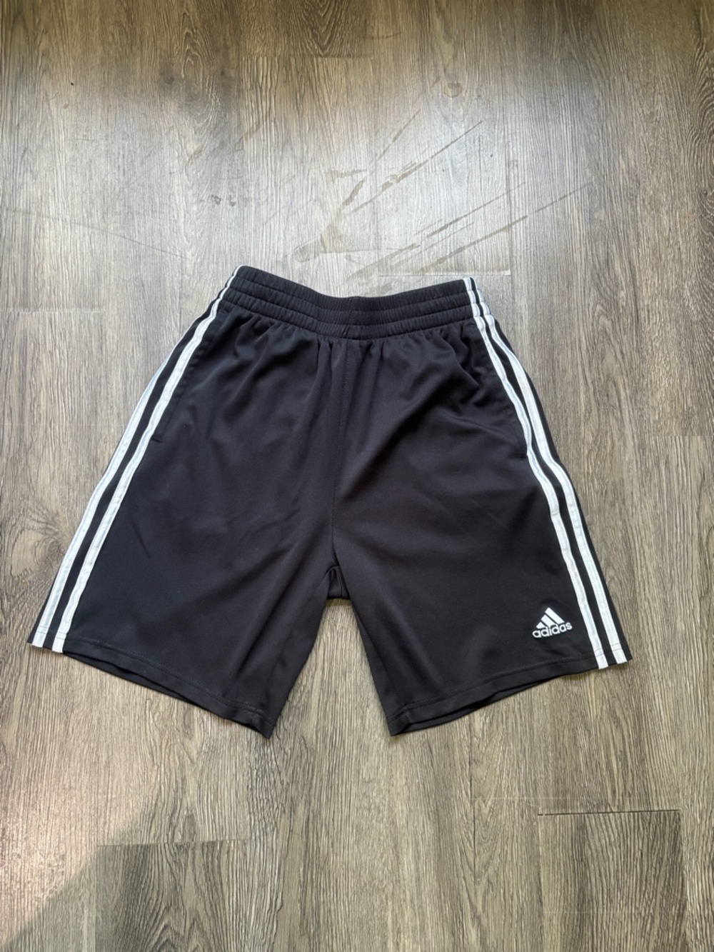 Adidas Black Athletic Shorts with White Stripes